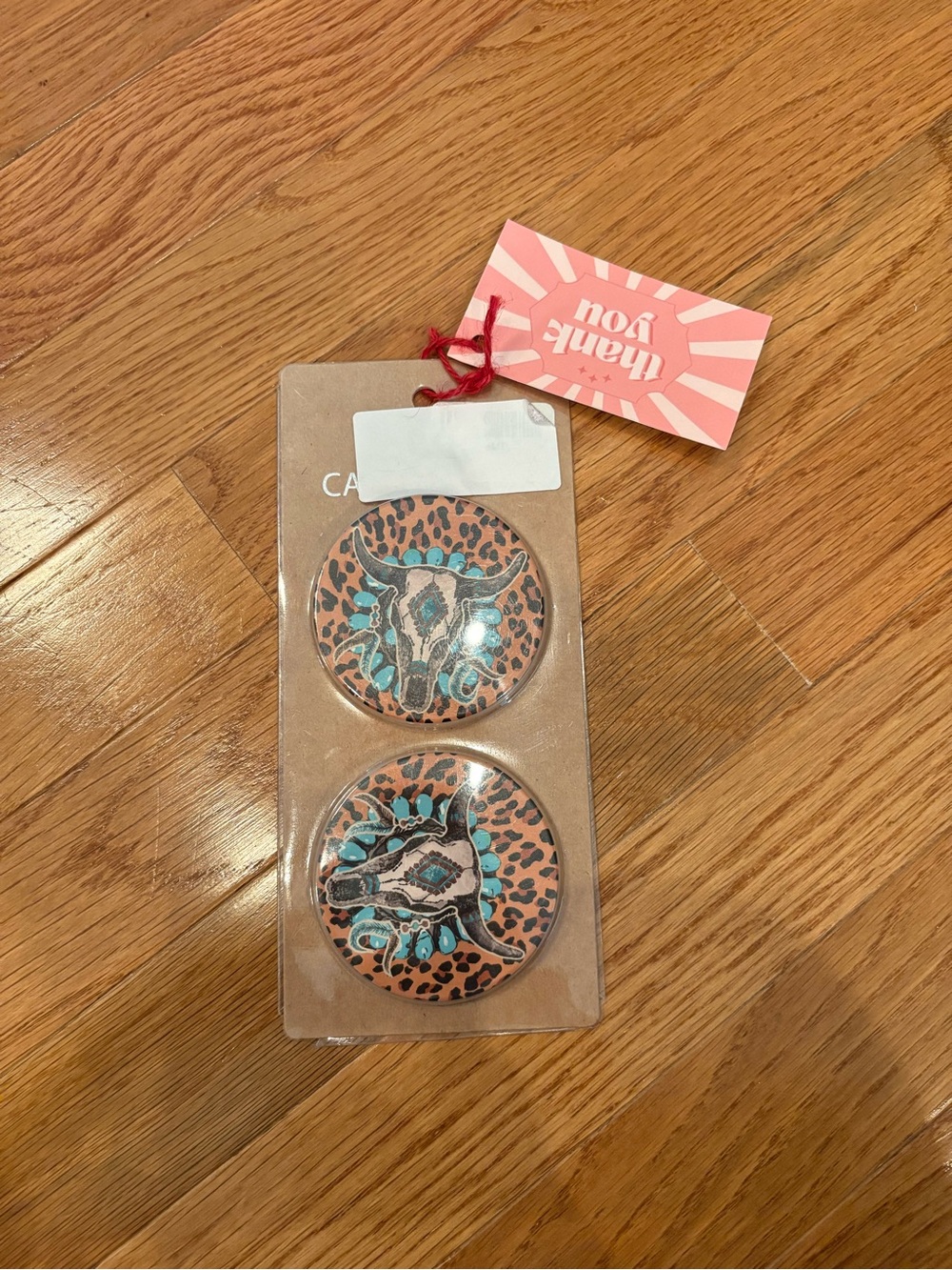 Decorative Turquoise and Brown Steer Skull Accent Coasters - Home Accents